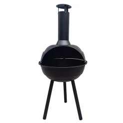 Brasero boule cheminée d'extérieur Bois, charbon Acier, Noir