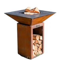 Brasero Cevenol Corten Bois Carre 74 Simple Cuve