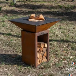 Brasero Cevenol Corten Bois Carre 74 Simple Cuve