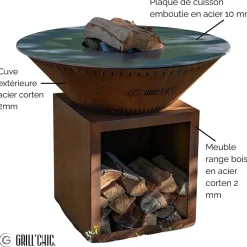 Brasero Classique Corten 103 Double Cuve