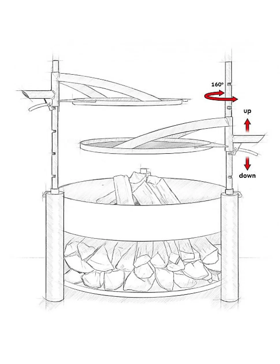Brasero de jardin SOLAFA 80cm avec grille en acier 60 cm