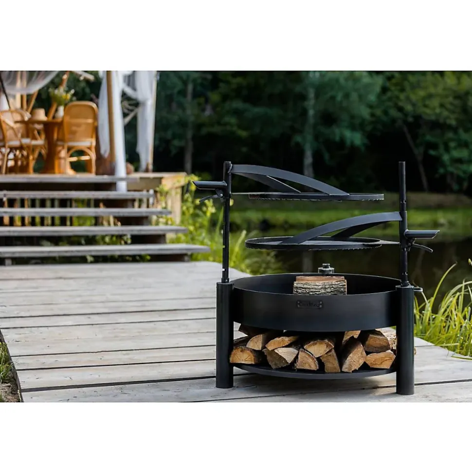 Brasero de jardin SOLAFA 80cm avec grille en acier 60 cm