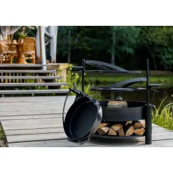 Brasero de jardin SOLAFA 80cm avec grille en acier 60 cm