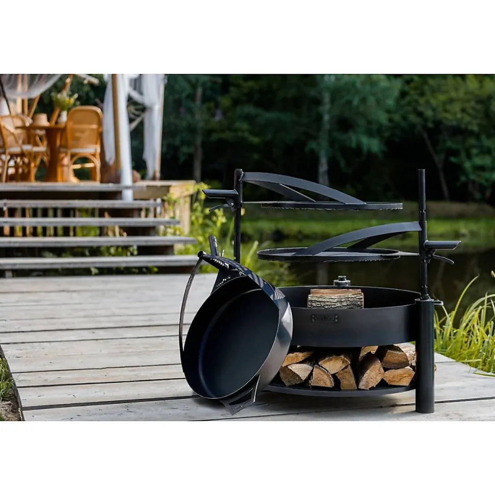 Brasero de jardin SOLAFA 80cm avec grille en acier 60 cm