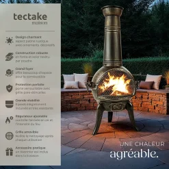 Brasero en fonte en Fonte avec Grille anti-étincelles gris