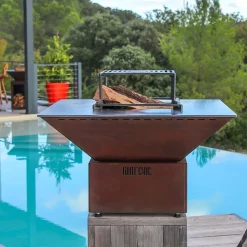 Brasero Mini Cevenol Corten Carre 62 Simple Cuve