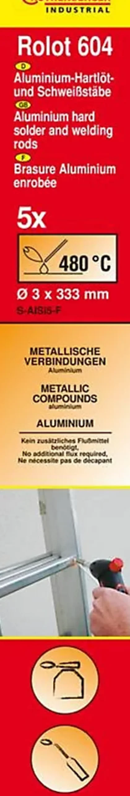 Brasure aluminium enrobée Rolot 604 - 5 baguettes - Rothenberger