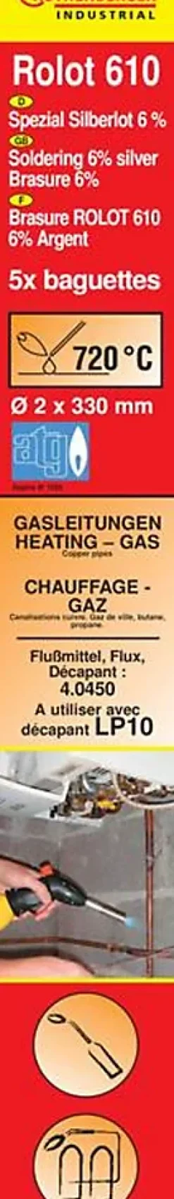 Brasure Argent 6% ATG Rolot 612 - 5 baguettes - Rothenberger