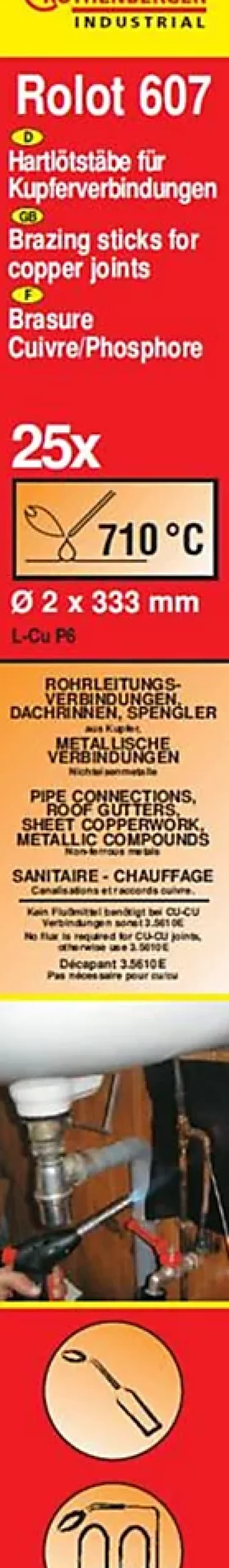 Brasure cuivre/phosphore Rolot 607 - 25 baguettes - Rothenberger