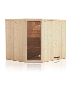 Cabine de sauna d'angle finlandais PERHE 4 places 194x175 x H.199 cm