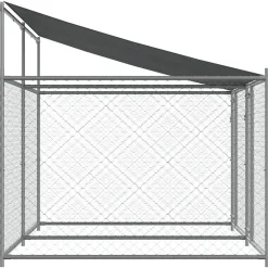 Cage pour chien avec toit et portes gris 4x2x2m acier galvanisé
