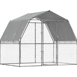 Cage pour chiens avec toit et porte argenté acier galvanisé