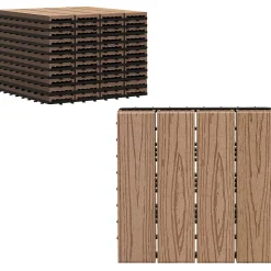 Caillebotis - dalles terrasse - lot de 11 - clipsables, installation très simple - lamelles composite aspect bois de teck