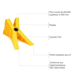 Cale de roue pliable véhicules légers et mi-lourds - Charge max 6500kg - 1026