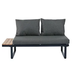 Canapé D'Angle Jardin Inclinable 5 Niveaux Table Basse Gris/Noir Blackcolors