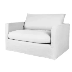 Canapé en Lin Brooklyn Haomy (133x95x92 cm - Blanc)