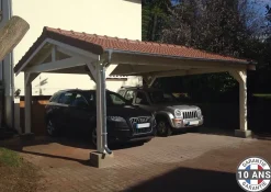 Carport 2 pentes 600 cm x 500 cm, bois DOUGLAS Français (Charpente en bois-auvent-abri voiture), 30 m². Garantie 10 ans