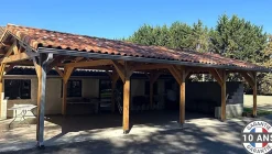 Carport 2 pentes, 500cm x 1250cm, bois DOUGLAS Français (Charpente en bois-auvent-abri voiture), 63 m². Garantie 10 ans