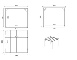 Carport, abri de voiture 3x3 m - 9 m2 - CAR12