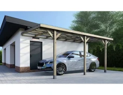 Carport, abri de voiture 3x5.24 m - 15 m2 - couverture PVC  - CAR7-2PVCTR