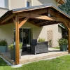 Carport adossé deux pentes 350cmx550cm bois DOUGLAS Français (Charpente en bois-auvent-abri voiture) 20m². Garantie 10 ans
