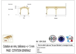 Carport adossé deux pentes 350cmx550cm bois DOUGLAS Français (Charpente en bois-auvent-abri voiture) 20m². Garantie 10 ans