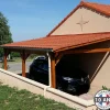 Carport adossé une pente 350cmx700cm, bois DOUGLAS Français (Charpente en bois-auvent-abri voiture) 25 m². Garantie 10 ans