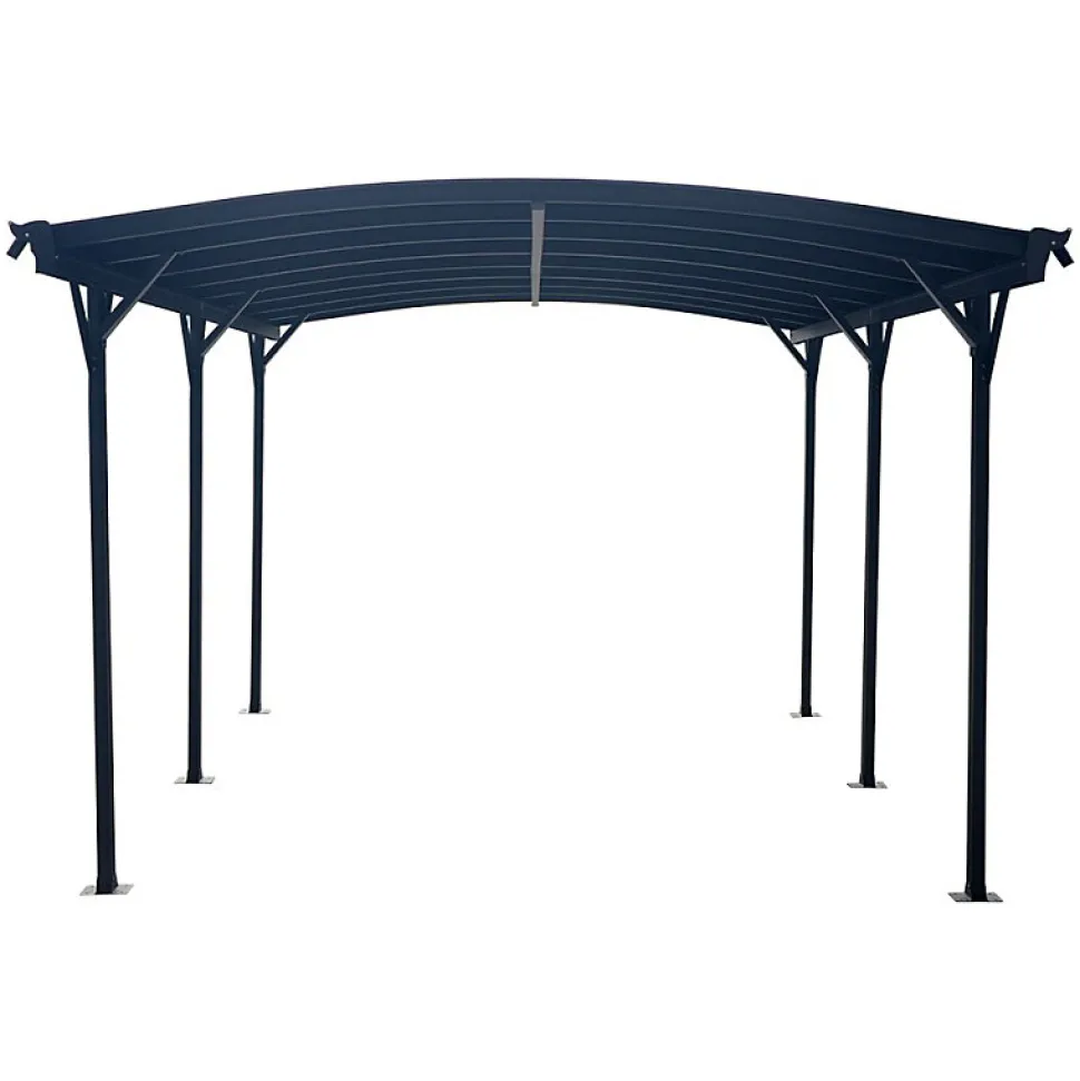 Carport aluminium 15,15 m² X-Metal anthracite, polycarbonate 6mm, kit ancrage