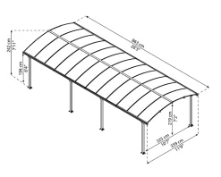 Carport aluminium 2 voitures 3.59 x 8.63m Canopia Arcadia 8500