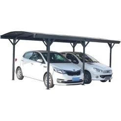 Carport aluminium 17m² anthracite polycarbonate 6mm X-Metal avec kit d'ancrage