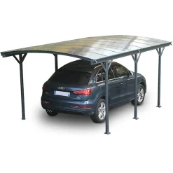 Carport aluminium 17m² anthracite polycarbonate 6mm X-Metal avec kit d'ancrage
