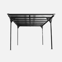 Carport aluminium. polycarbonate et acier inoxydable 15m² anthracite - 1 voiture max. - Le Born
