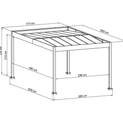 Carport aluminium Trigano - LIBECCIO + 5 claustras - 16 m²