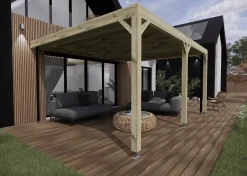 Carport bois - 5m x 4m - adossée - sens profondeur - livraison comprise