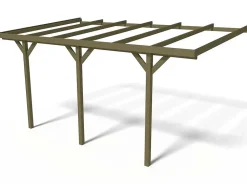 Carport bois adossé voiture " Solar 2 " 300 x 454 x 245 cm