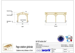 Carport bois Douglas 20 m² 2 pentes 6 poteaux Abri voiture extérieur Garantie 10 ans