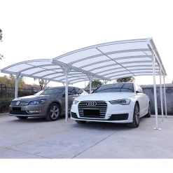 Carport double aluminium blanc 600x505cm et polycarbonate 6mm X-METAL