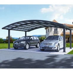 Carport double 30m² aluminium gris anthracite et polycarbonate EAGLE - X-METAL