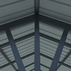 Carport en aluminium et toiture panneaux en acier double pente « Levant » Klikstrom gris anthracite 3.12 x 5.18 m