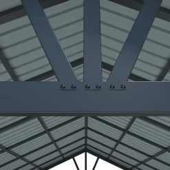 Carport en aluminium et toiture panneaux en acier double pente « Levant » Klikstrom gris anthracite 3.12 x 5.18 m