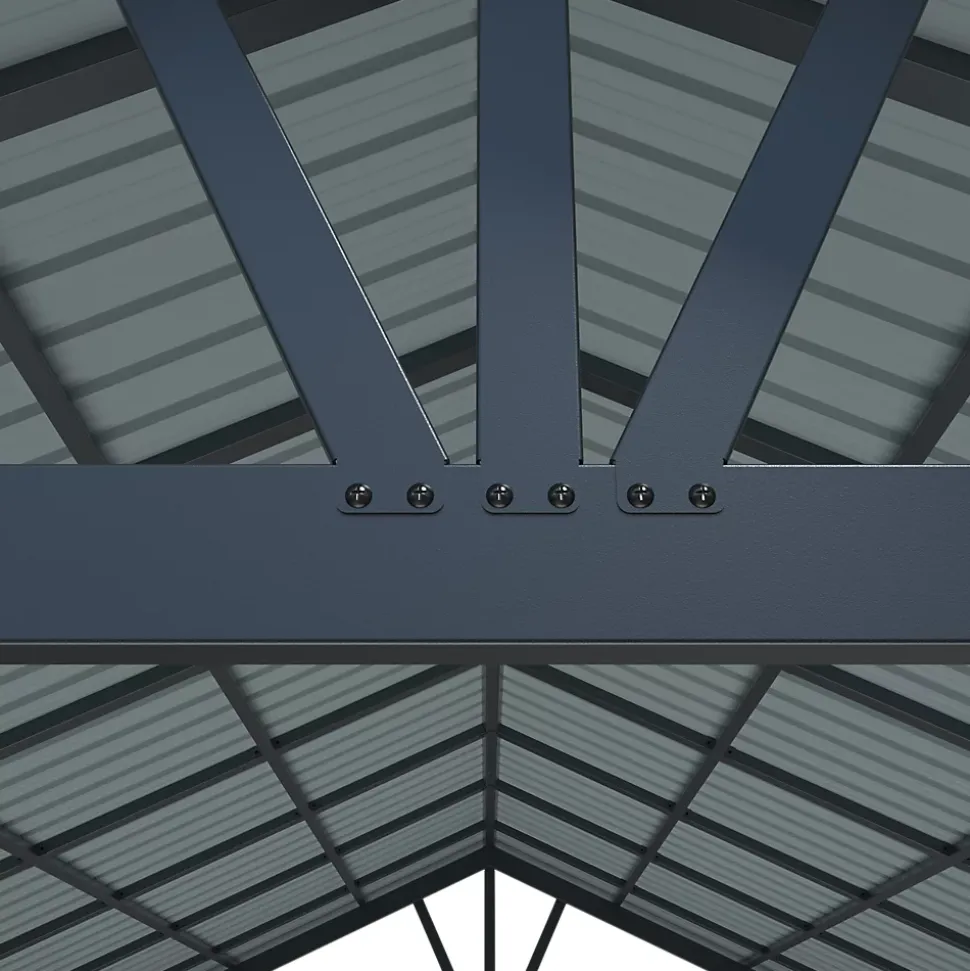 Carport en aluminium et toiture panneaux en acier double pente « Levant » Klikstrom gris anthracite 3.12 x 5.18 m