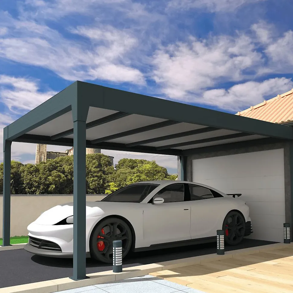 Carport isotoit MODERN îlot Gris anthracite 3,78x5,00m
