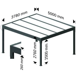Carport isotoit MODERN îlot Gris anthracite 3,78x5,00m