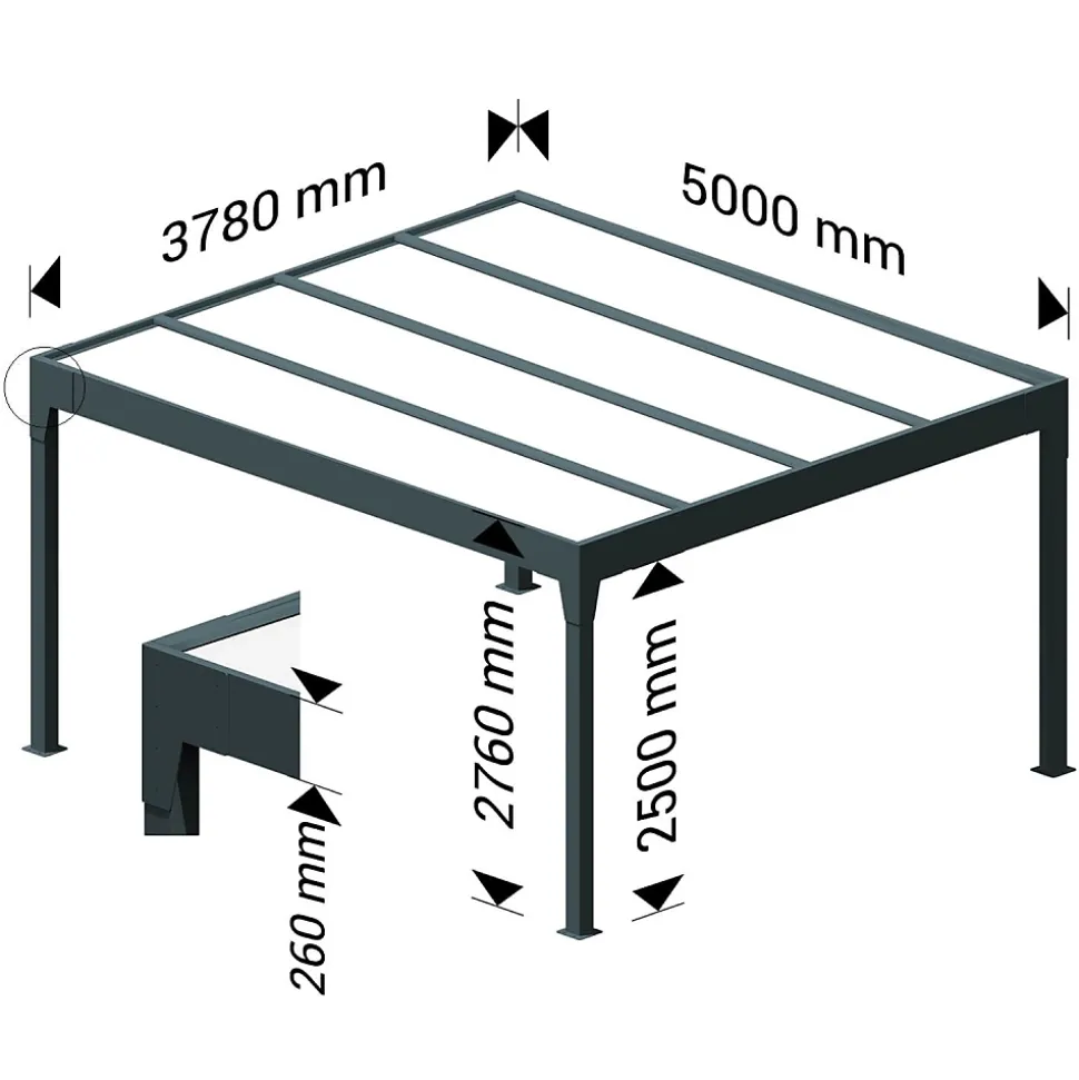 Carport isotoit MODERN îlot Gris anthracite 3,78x5,00m