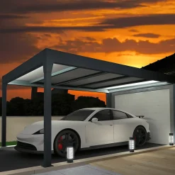 Carport isotoit MODERN îlot Gris anthracite 5,02x4,00m (Kit LED 3 cotés)