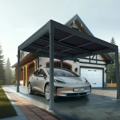 Carport solaire autoporté 1 pente HIVA OA Gris Anthracite 2,441m x 5,926m