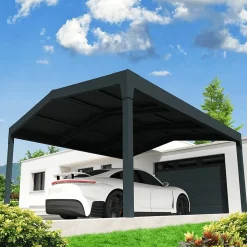 Carport solaire ENERGY 2 pentes Gris anthracite 4,106x5,978m