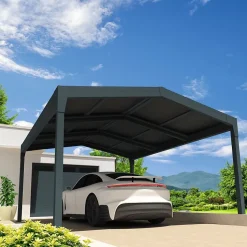 Carport solaire ENERGY 2 pentes Gris anthracite 4,106x5,978m