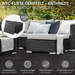 Carreaux de sol WPC WPC 30x30cm 4m² carrelage revêtement de sol anthracite