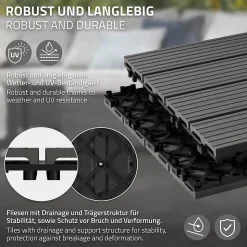 Carreaux de sol WPC WPC 30x30cm 4m² carrelage revêtement de sol anthracite